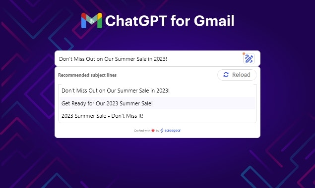 Recommended subject line suggestions generated inside Gmail
